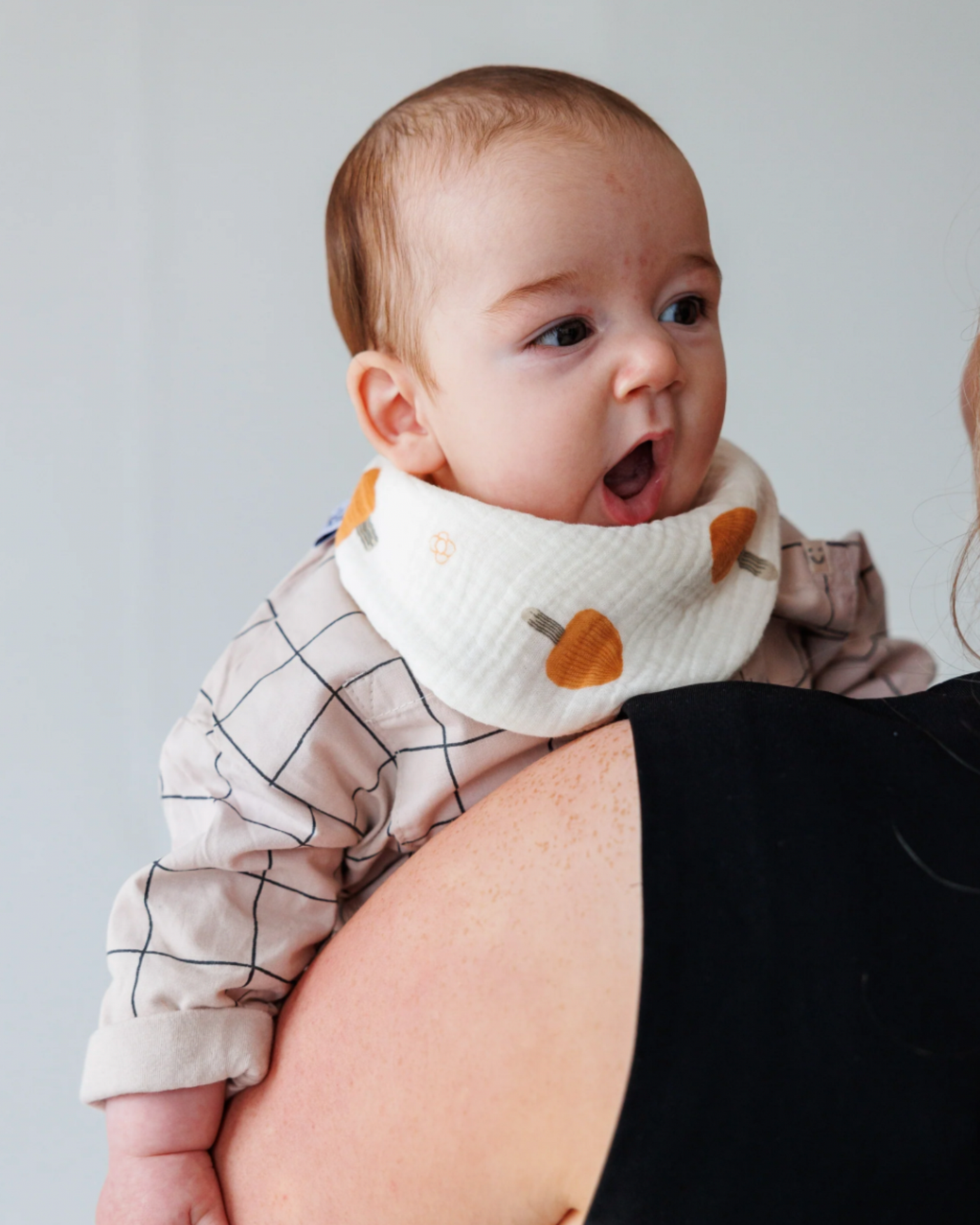 Moon & Stars | Pumpkin/Mushroom Reversible Bib | Milk & Joy