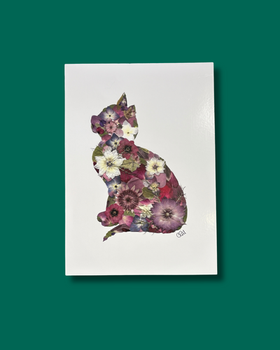 Cat Pressed Flowers Print | The Wallflower