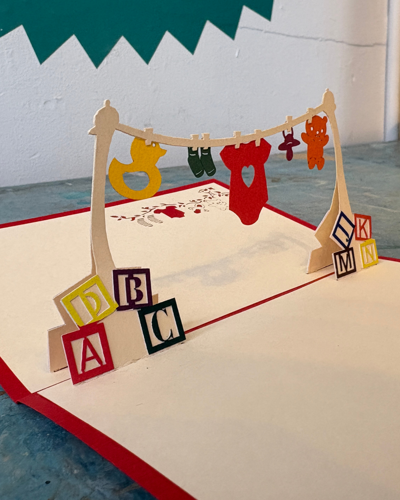 Baby Clothes Line Pop Up Card | Paper Bear