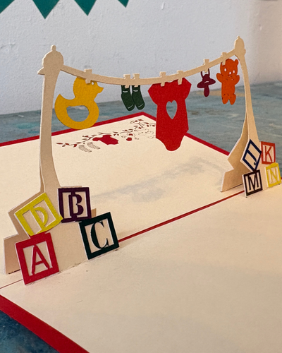 Baby Clothes Line Pop Up Card | Paper Bear