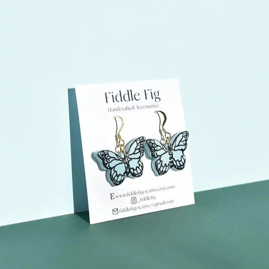 Mini Blue Butterfly Dangle Earrings
