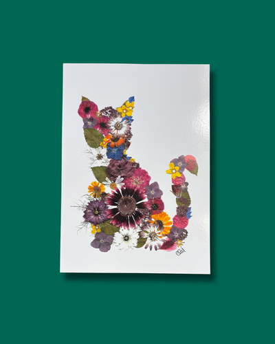 Cat Pressed Flowers Print | The Wallflower