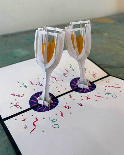 Champagne Glasses Pop Up Card | Paper Bear