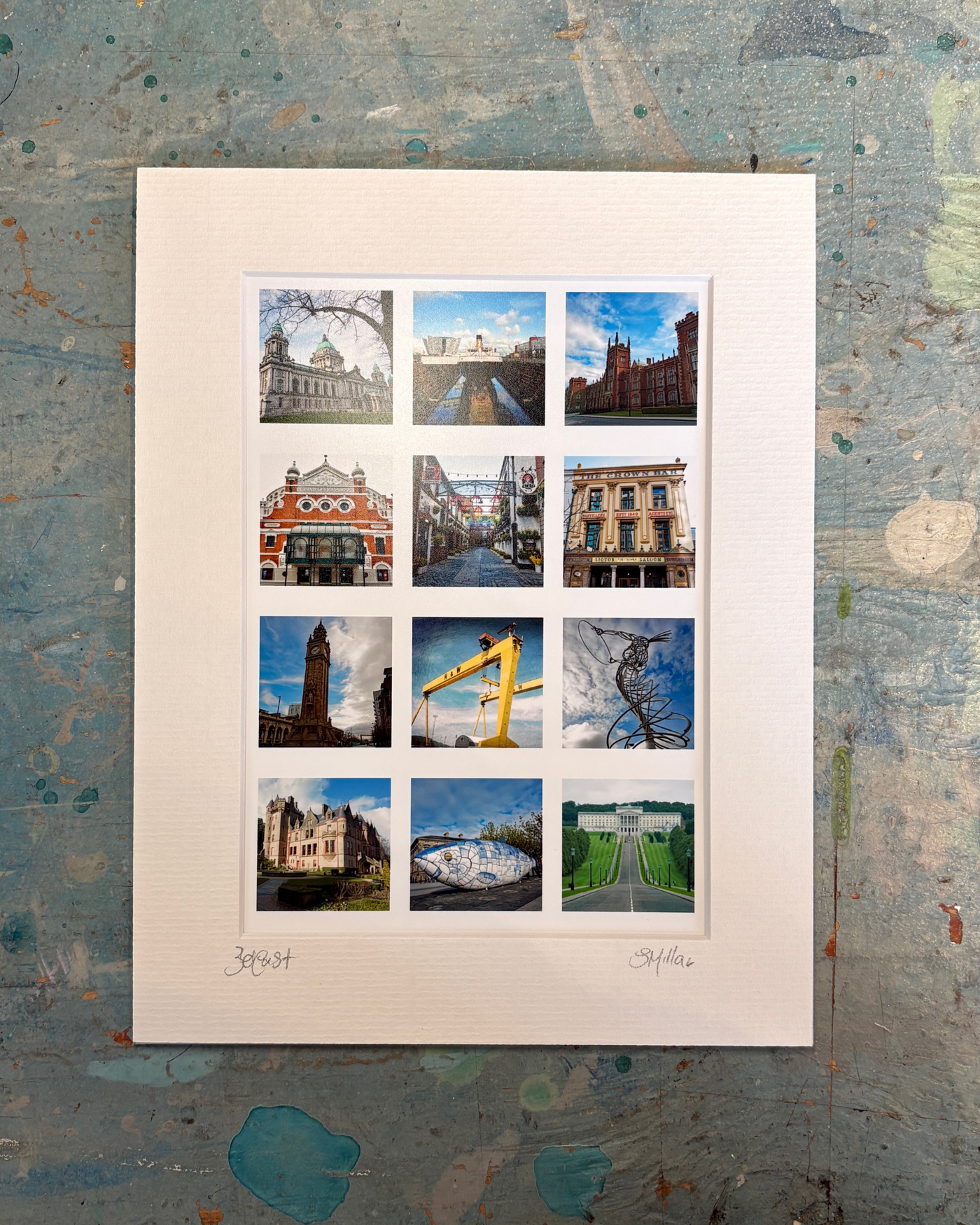 Montaje de la ciudad de Belfast - Impresión fotográfica enmarcada
