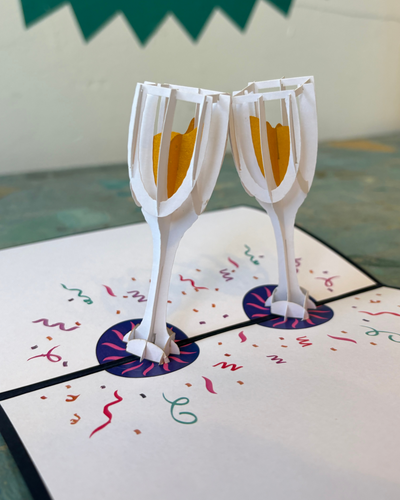 Champagne Glasses Pop Up Card | Paper Bear