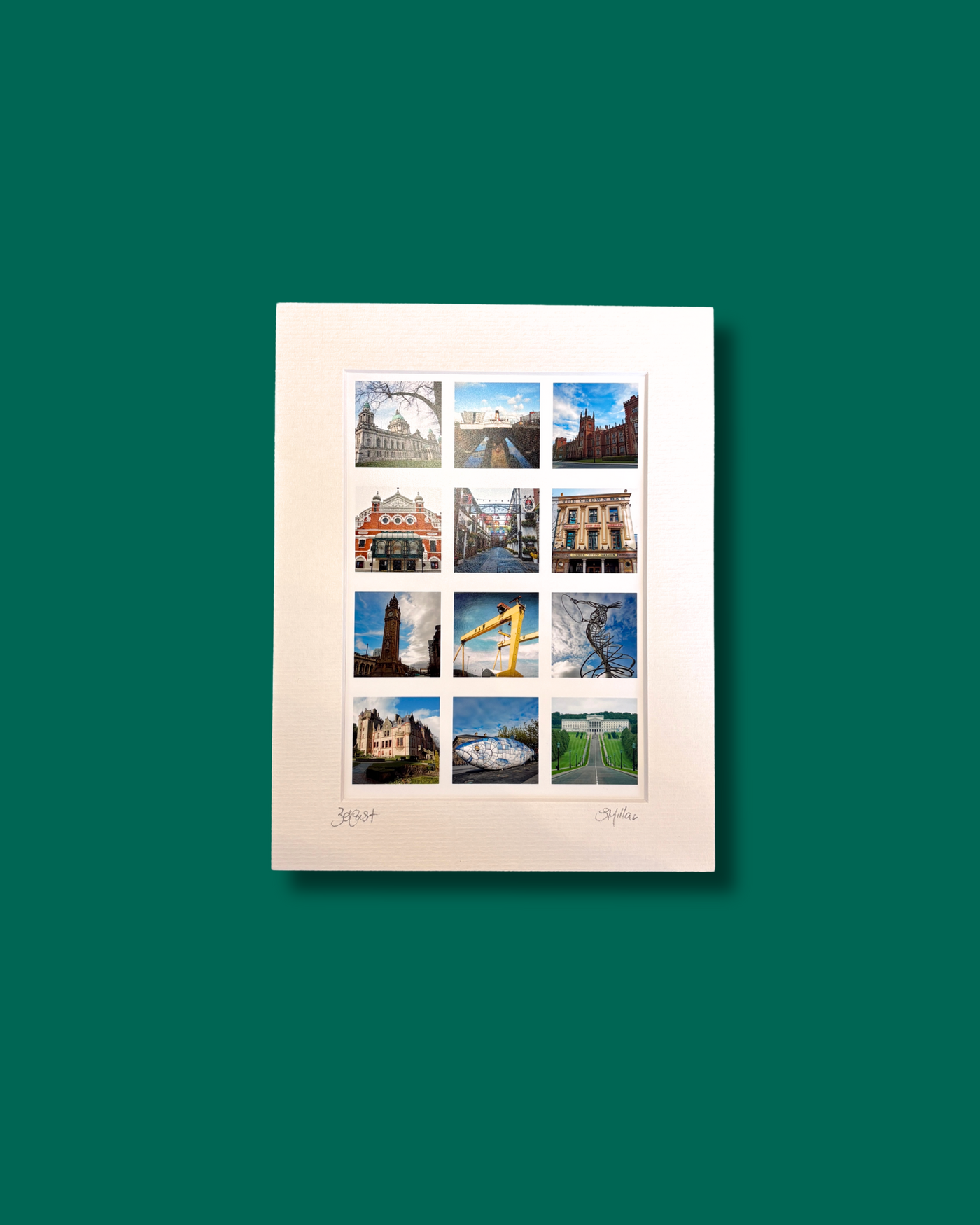 Montaje de la ciudad de Belfast - Impresión fotográfica enmarcada