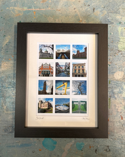 Montaje de la ciudad de Belfast - Impresión fotográfica enmarcada