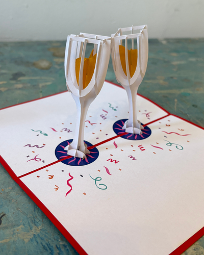 Champagne Glasses Pop Up Card | Paper Bear