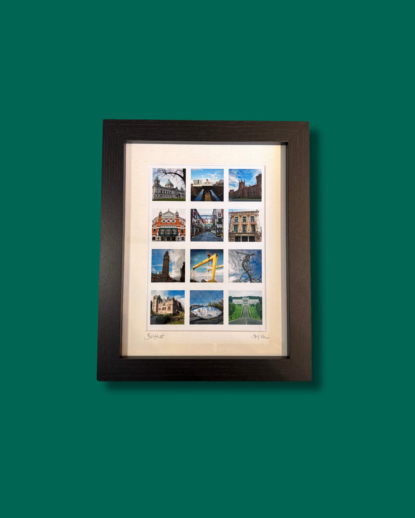 Montaje de la ciudad de Belfast - Impresión fotográfica enmarcada