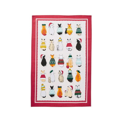 Christmas Cats in Waiting Tea Towel | Ulster Weavers