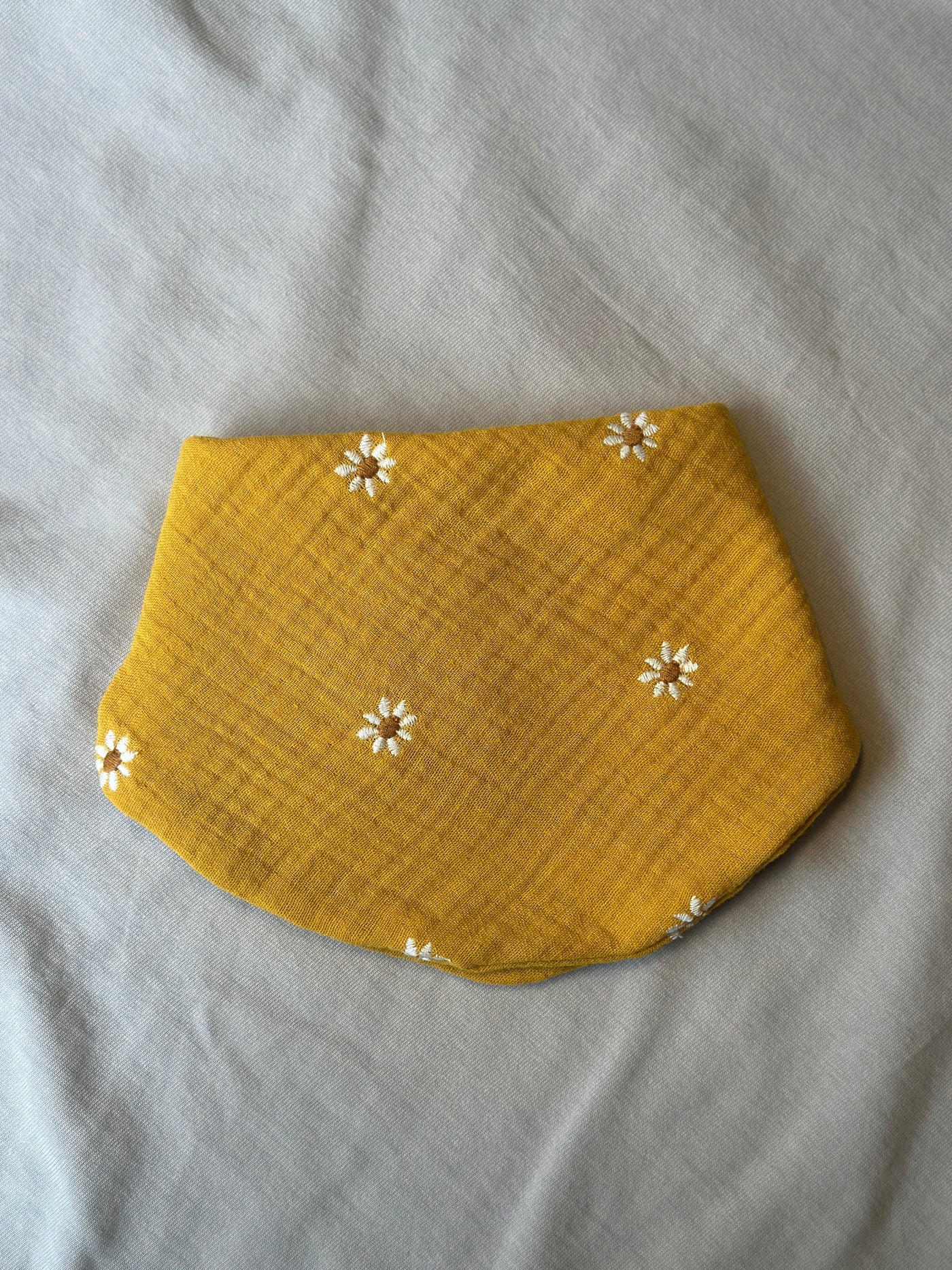 Mustard Embroidered Daisy Bib | Milk & Joy