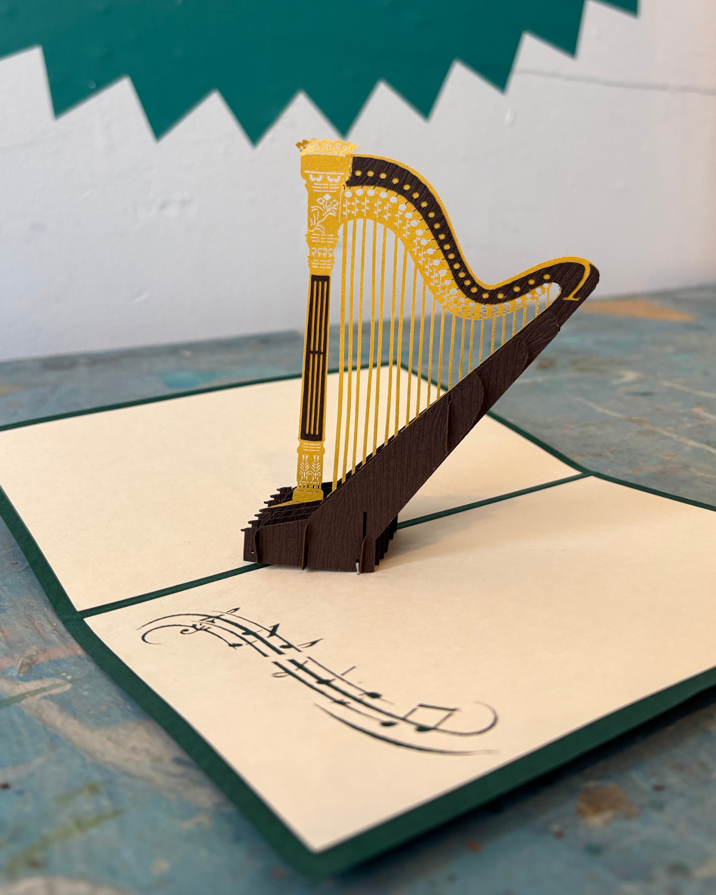 Harp Pop Up Card | Paper Bear