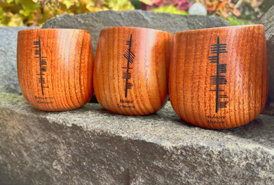 Slainte - Health | Irish Ogham Engraved Wooden Cup