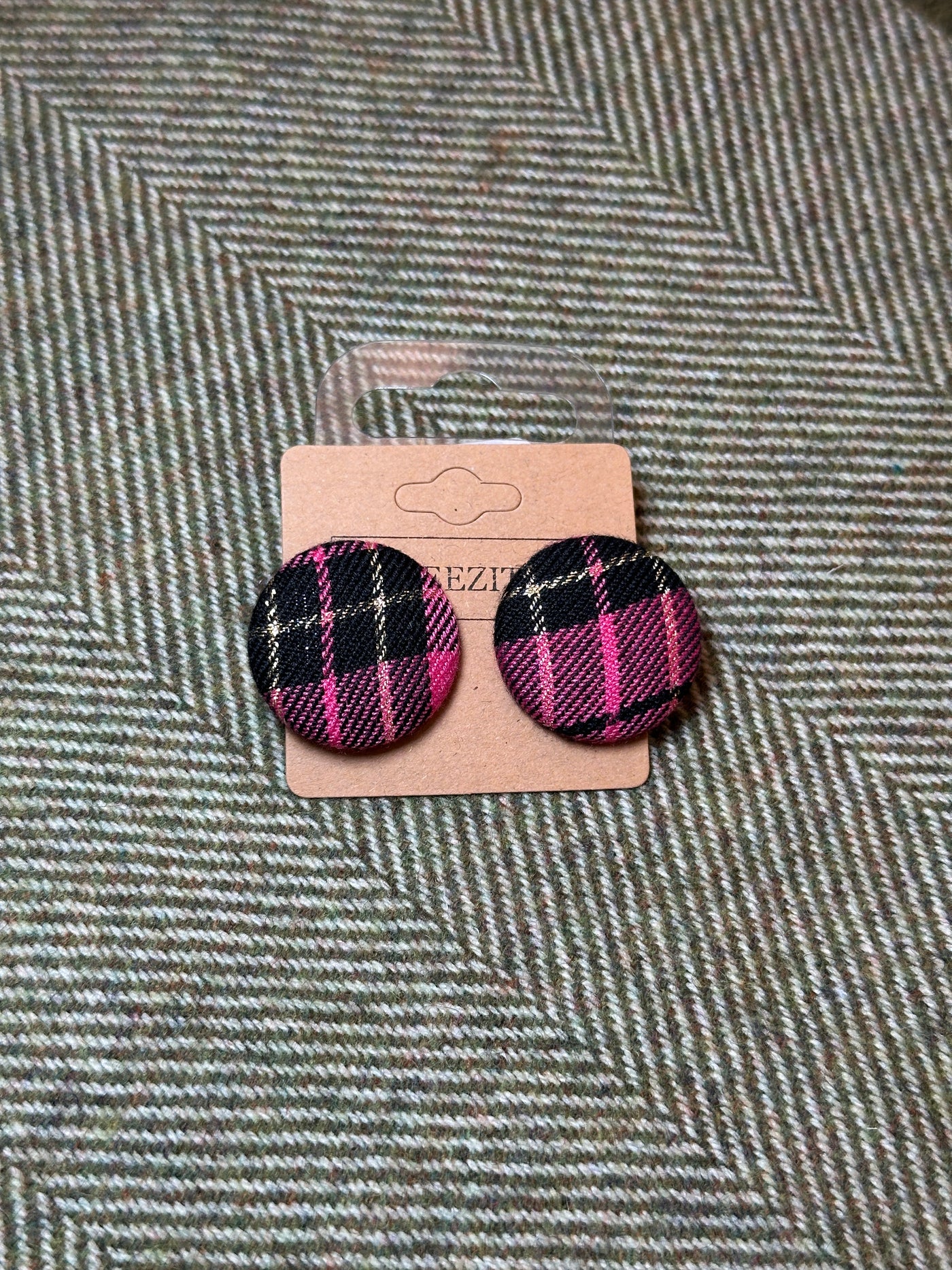 Tartan Button Earrings | Breezita