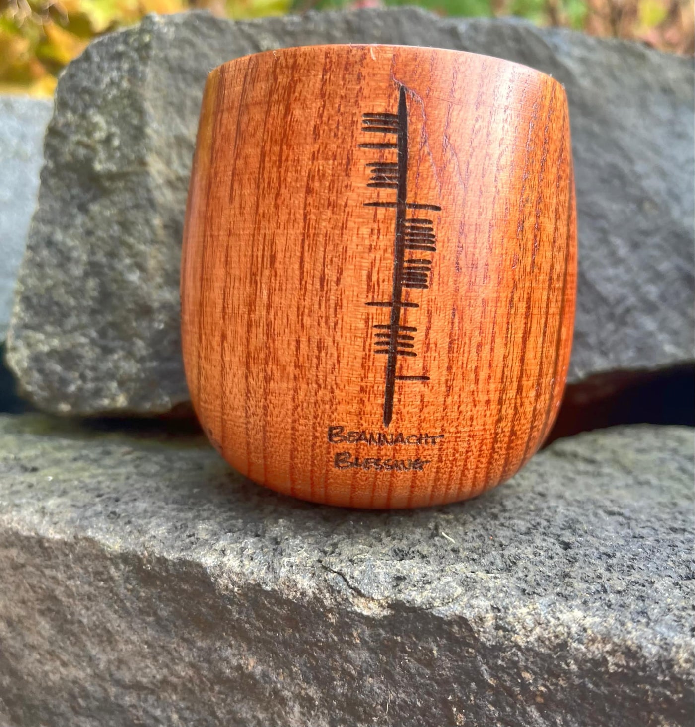 Beannacht - Blessing | Irish Ogham Engraved Wooden Cup | Shannon Liddy