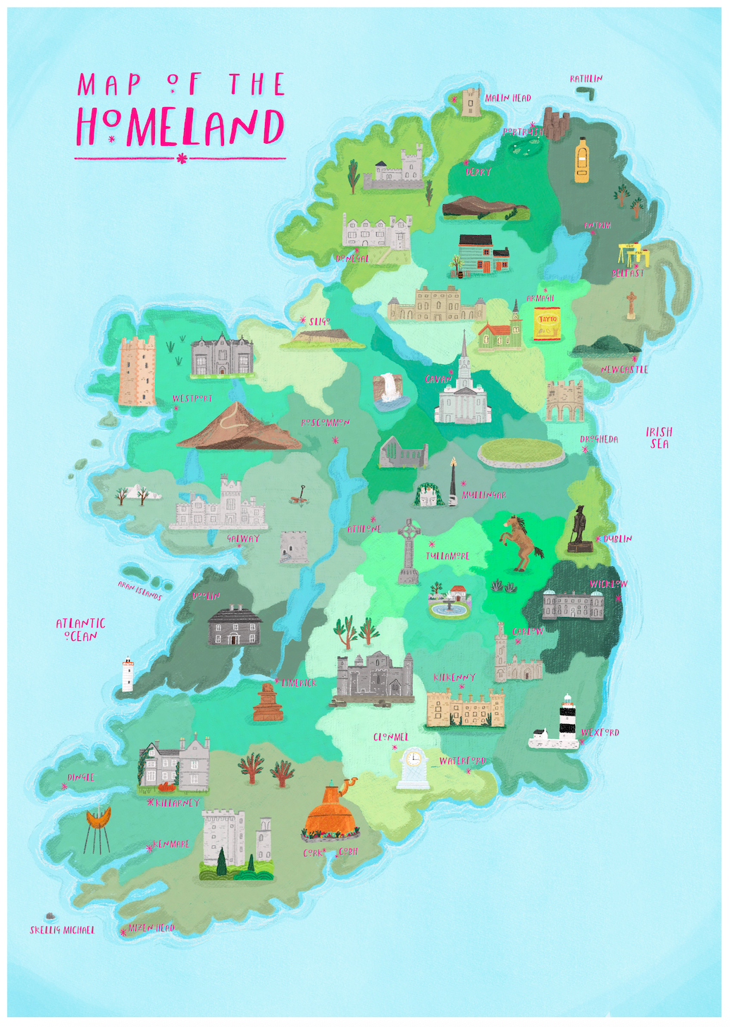Northern Irish | Map of the Homeland Print | – Born & Bred