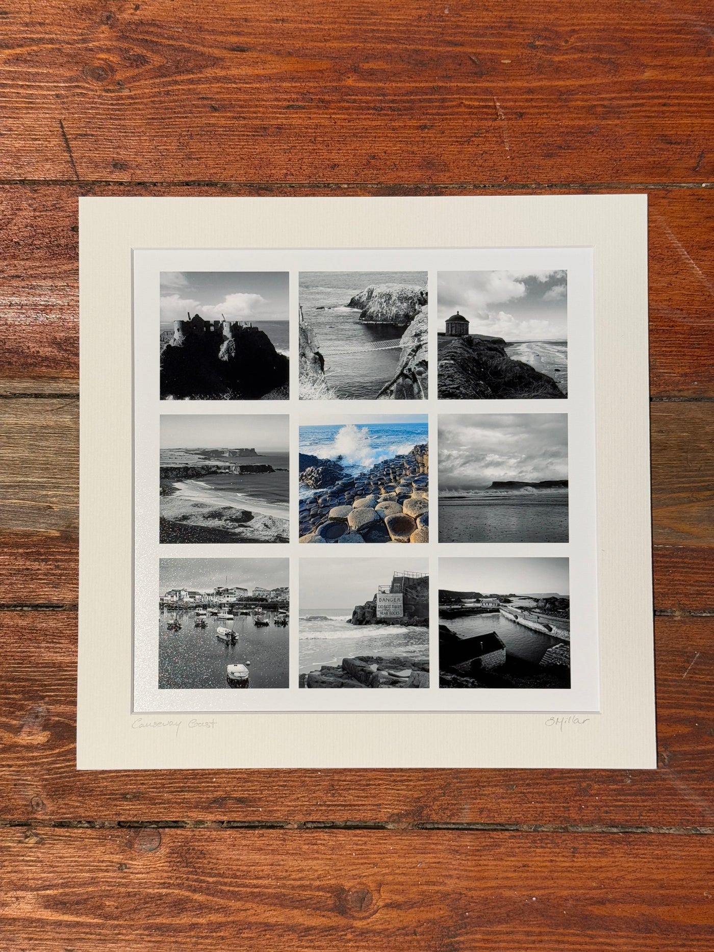 Black & White Causeway Coast Montage 30x30 Print | Sharon Millar