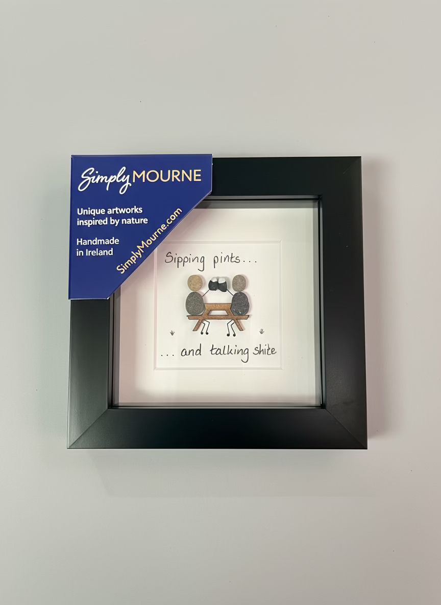 Sipping pints, and talking shite Pebble Art | Simply Mourne