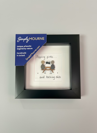 Sipping pints, and talking shite Pebble Art | Simply Mourne