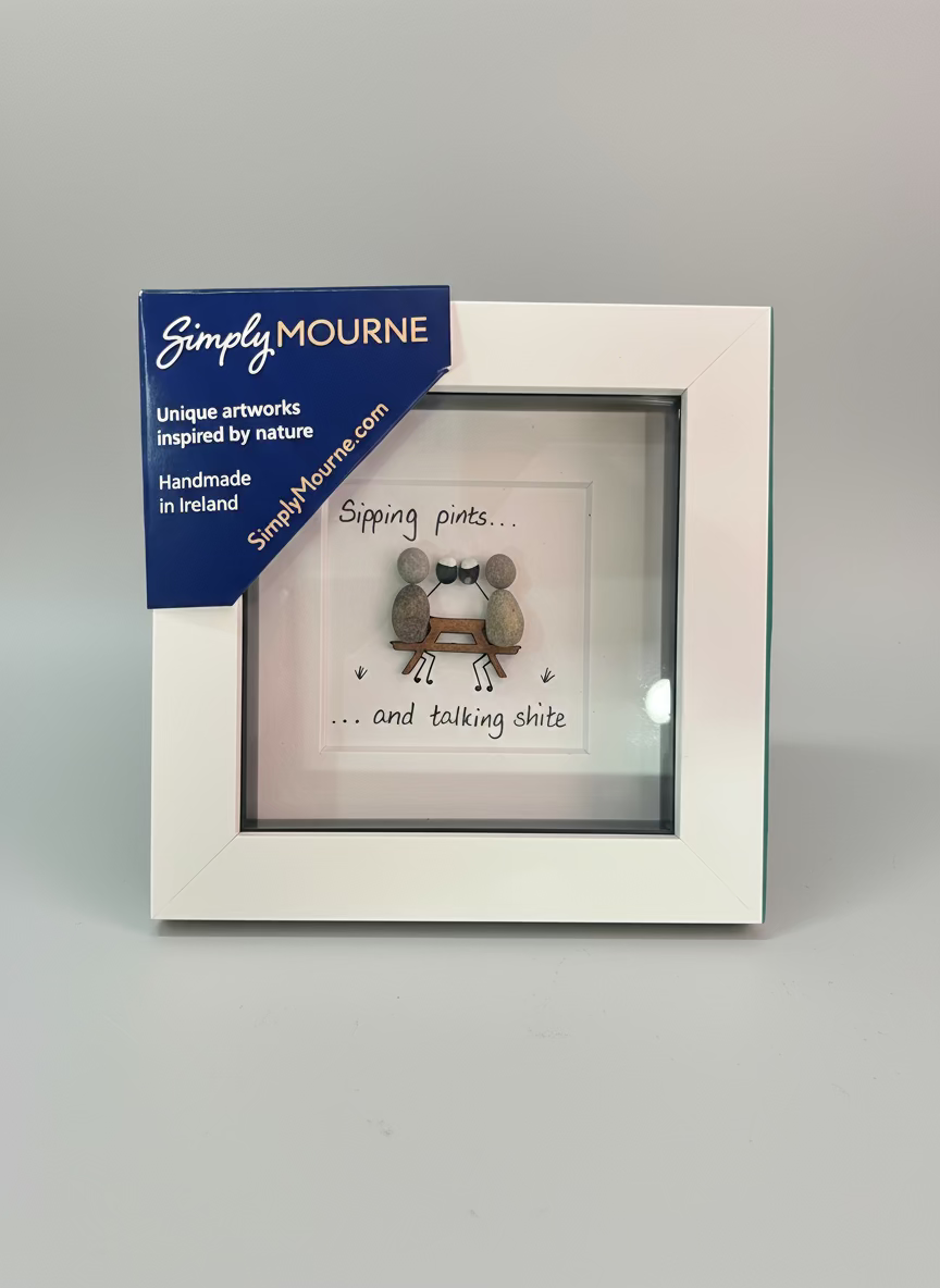 Sipping pints, and talking shite Pebble Art | Simply Mourne