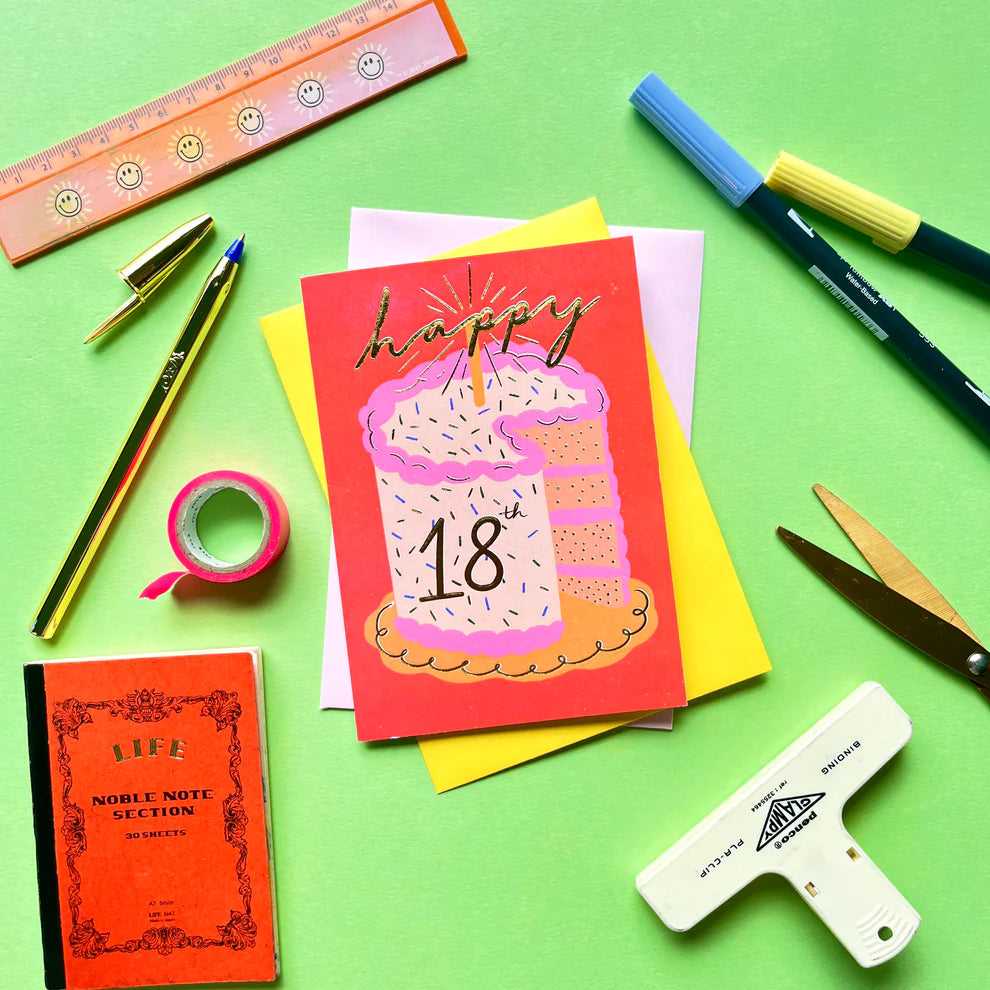 18th Birthday Cake Card | Kerrie Illustrates