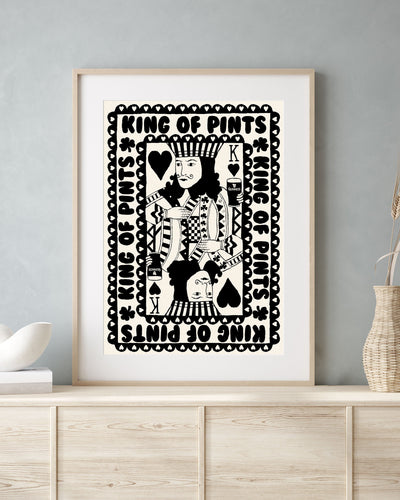 Black & White King of Pints Playing Card Print | Mauds Studio