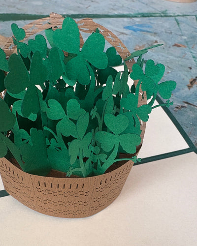Shamrock Basket Pop Up Card | Paper Bear