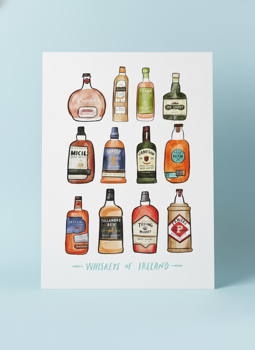 Whiskeys of Ireland Print | Peter Paints Pictures