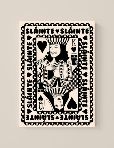 Black & White King and Queen of Pints Playing Card Print | Mauds Studio
