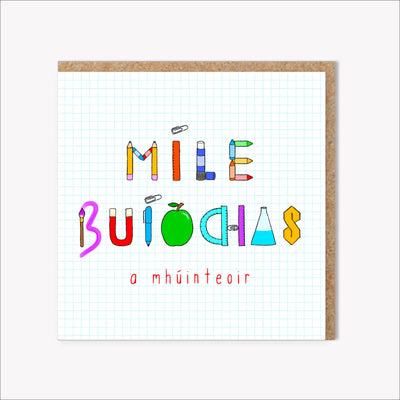 A Thousand Thanks, Teacher Card (Míle Buíochas a Mhúinteoir)| Connect The Dots Design