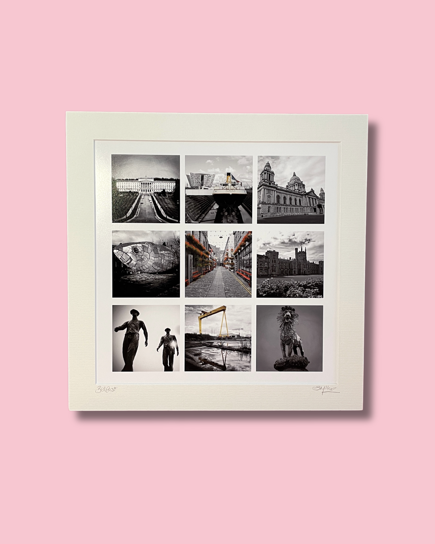 Belfast Black & White Montage -  30x30 Photographic Print