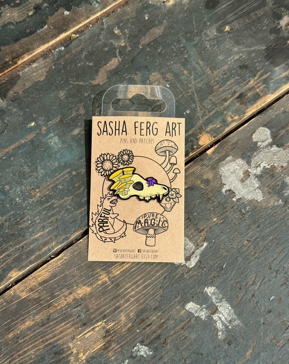 Skull & Mushrooms Pin | Sasha Ferg Art