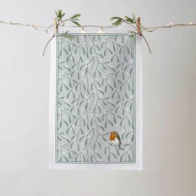 Robin & Mistletoe Tea Towel | Ulster Weavers