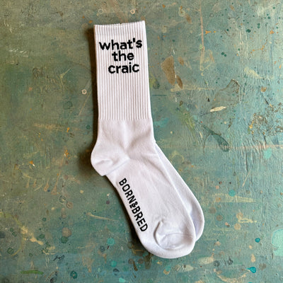 born & bred what's the craic sock white