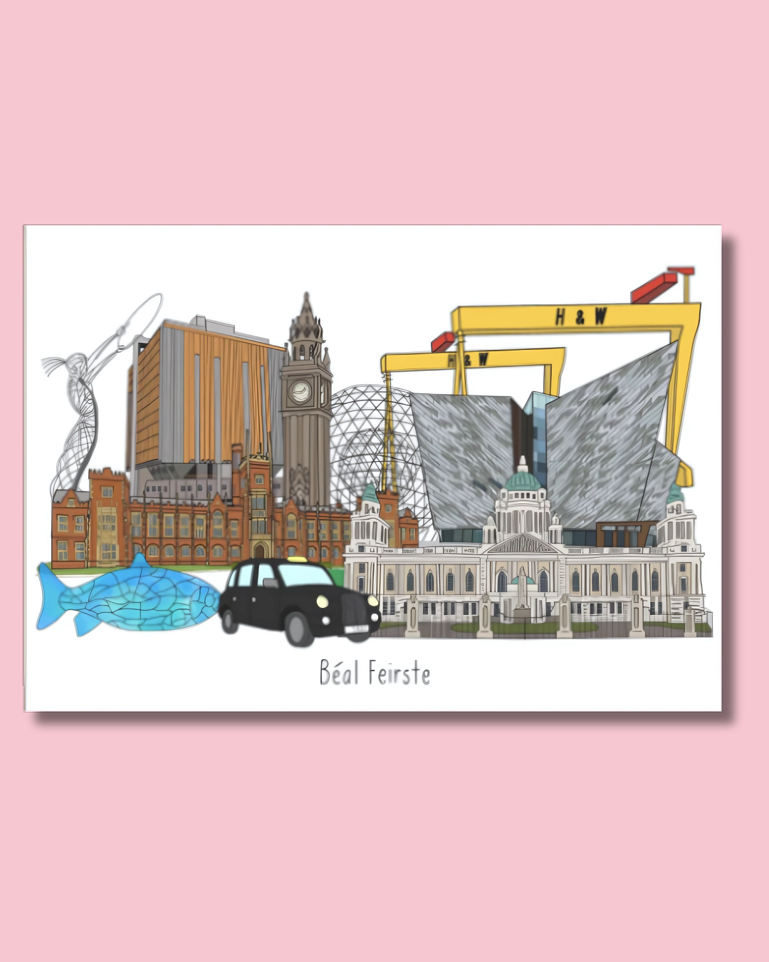 Belfast Landmarks Irish Language Print | Connect The Dots Design