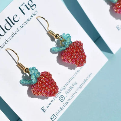 berry beaded earrings