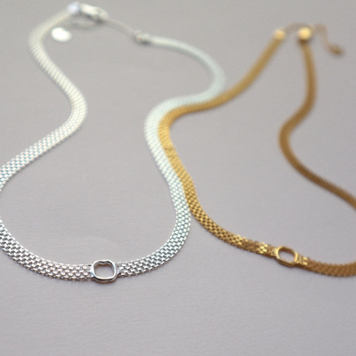 sterling silver mesh snake necklace