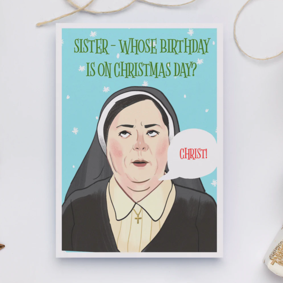 Tarjeta de Navidad para niñas de la hermana Michael Derry