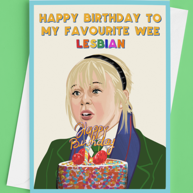 Tarjeta de cumpleaños lesbiana Claire Wee de Derry Girls
