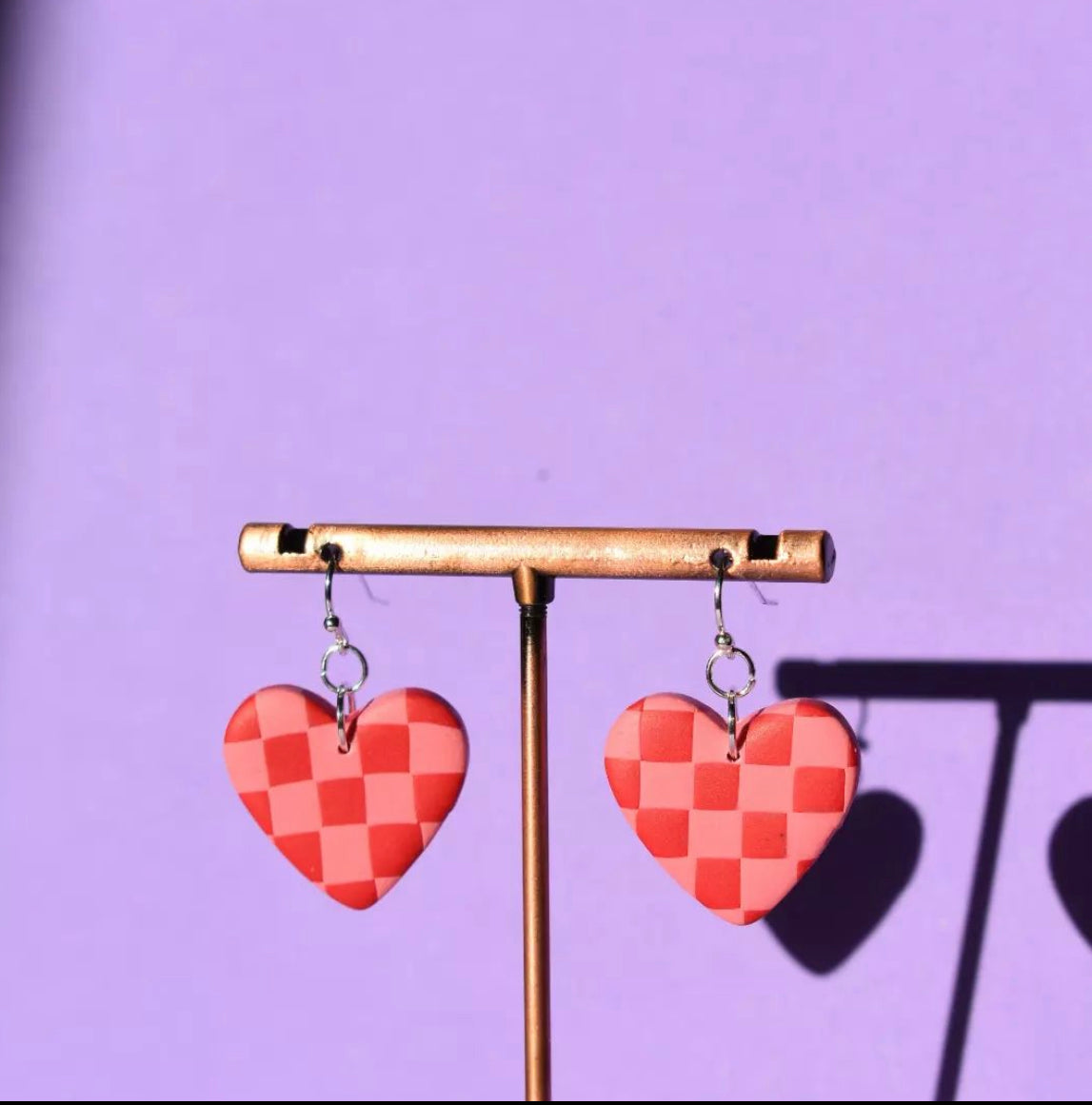 Chequered Heart Earrings