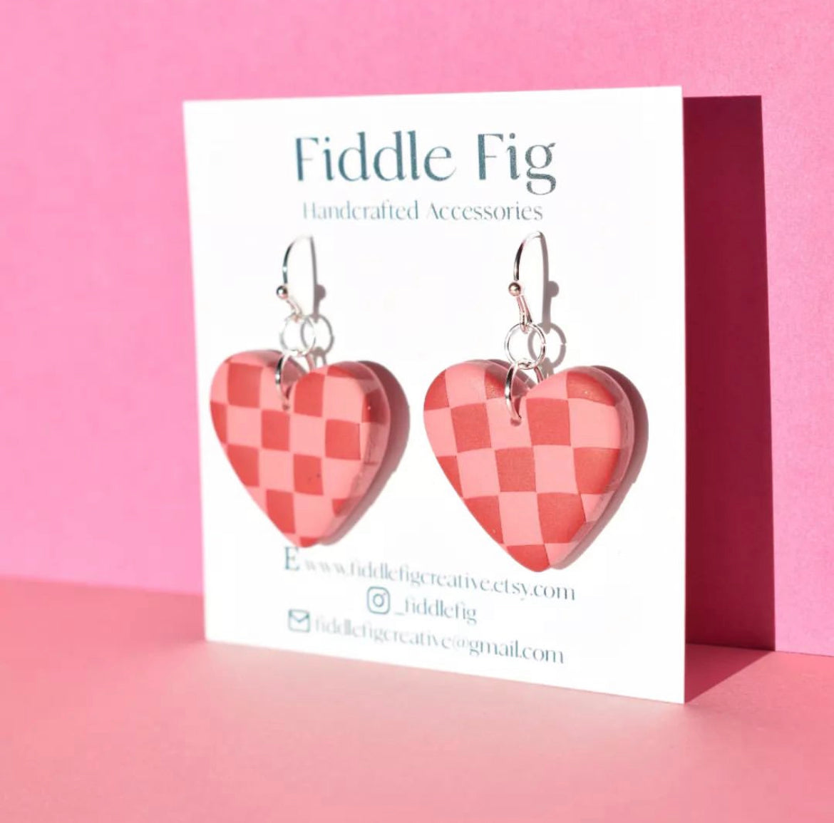 Chequered Heart Earrings