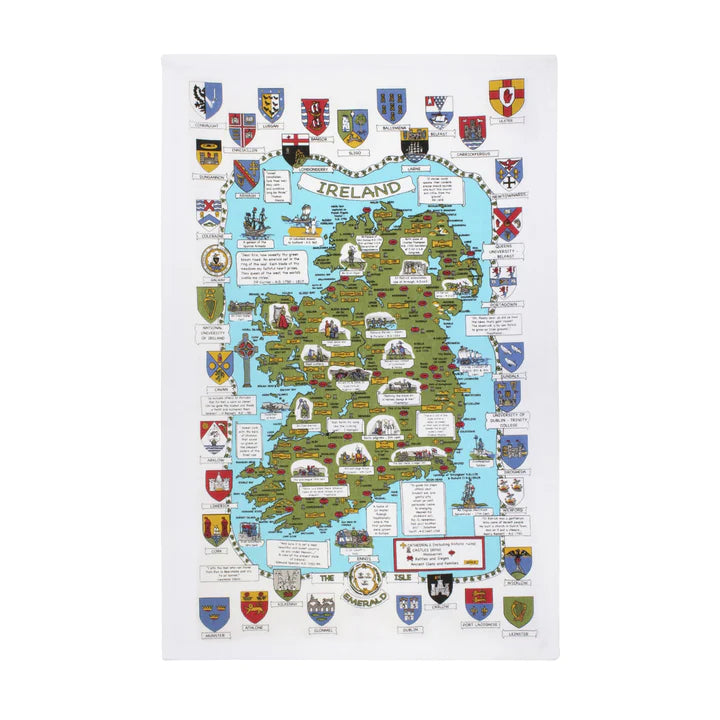 Karte und Wappen von Irland Geschirrtuch | Ulster Weavers