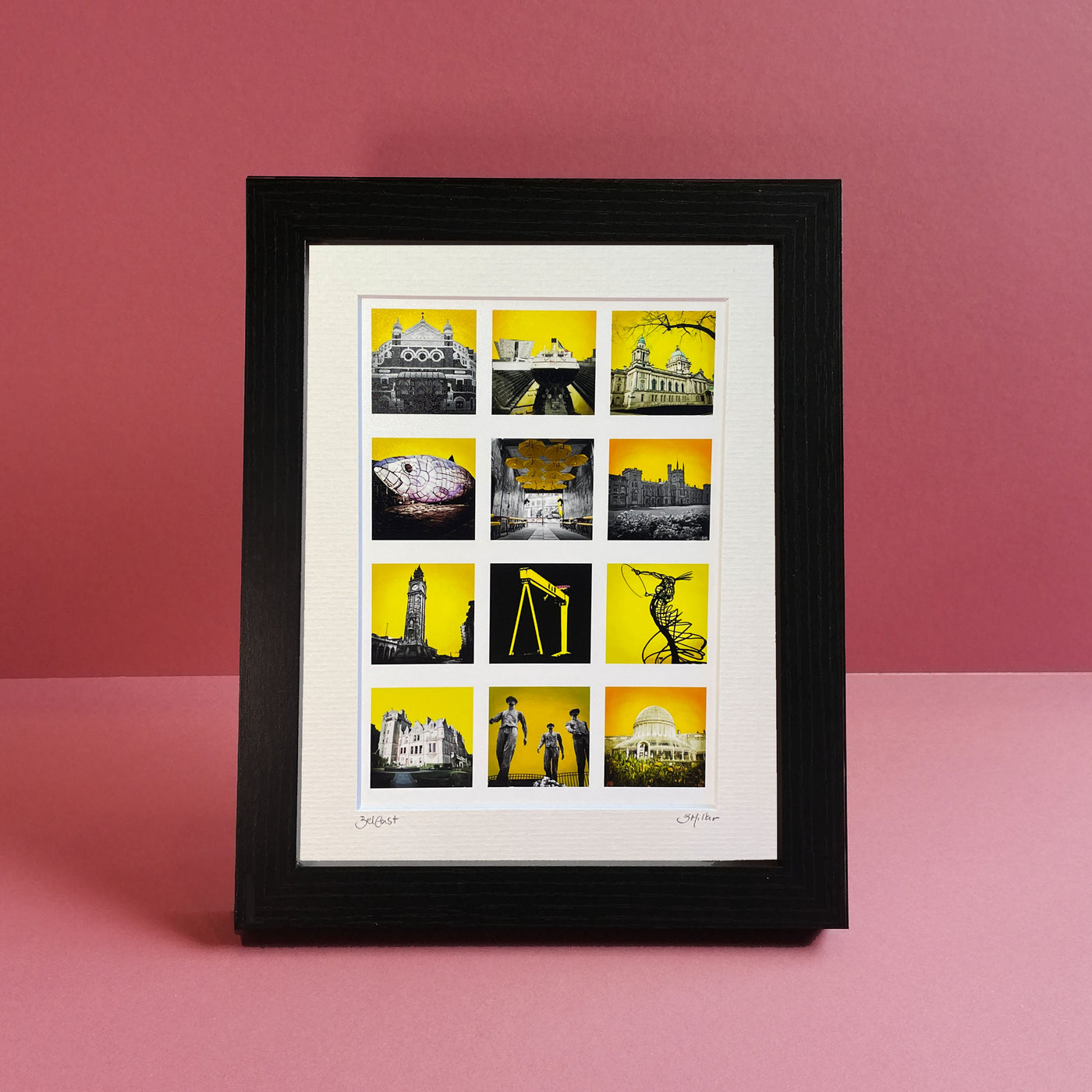 Yellow Belfast City Montage - Framed Photographic Print